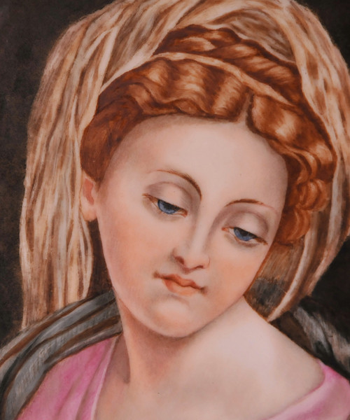 Frau glasierte Keramikplatte M. Olivier
