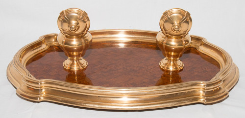 Calamaio in bronzo dorato e palissandro 1890 circa G Keller