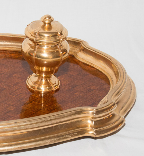 Calamaio in bronzo dorato e palissandro 1890 circa G Keller