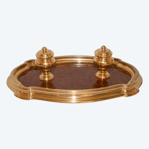Calamaio in bronzo dorato e palissandro 1890 circa G Keller