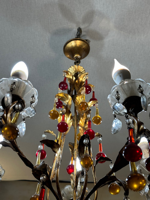 Italian murano chandelier with 5 lights