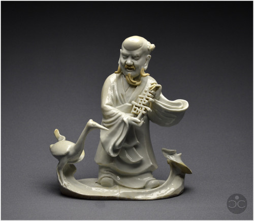 Chine, XVIIIè siècle, Groupe en porcelaine blanc de Chine représentant le dieu taoïste Shoulao