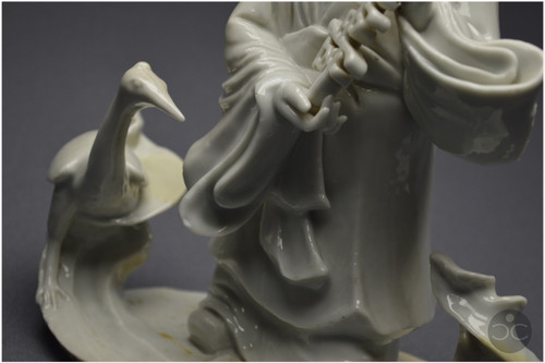 Chine, XVIIIè siècle, Groupe en porcelaine blanc de Chine représentant le dieu taoïste Shoulao