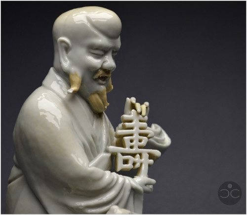 Chine, XVIIIè siècle, Groupe en porcelaine blanc de Chine représentant le dieu taoïste Shoulao