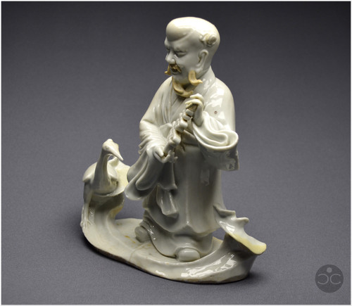 Chine, XVIIIè siècle, Groupe en porcelaine blanc de Chine représentant le dieu taoïste Shoulao