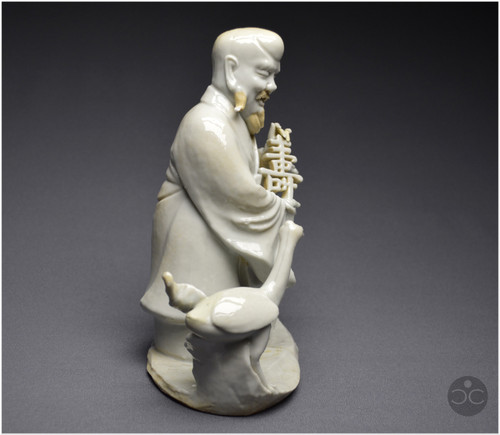 Chine, XVIIIè siècle, Groupe en porcelaine blanc de Chine représentant le dieu taoïste Shoulao