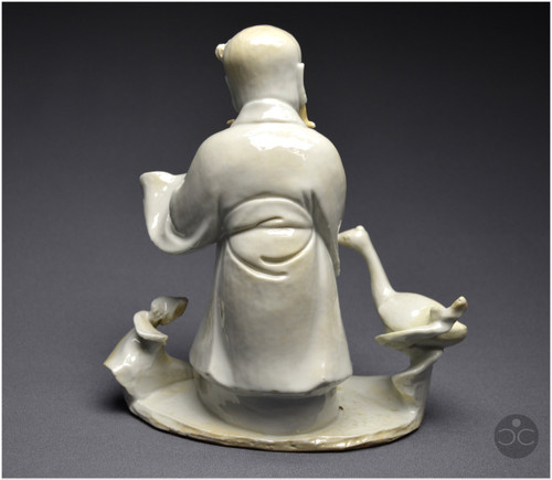 Chine, XVIIIè siècle, Groupe en porcelaine blanc de Chine représentant le dieu taoïste Shoulao