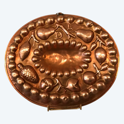 19th century copper cake mold with fruit design