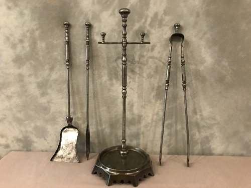 Antique 19th century iron fireplace set with 3 pieces