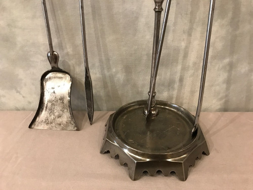 Antique 19th century iron fireplace set with 3 pieces