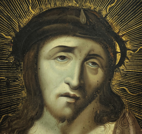 Scuola italiana del XIX secolo nello stile del Correggio - Ritratto di Cristo con la corona di spine