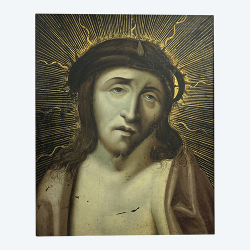 Scuola italiana del XIX secolo nello stile del Correggio - Ritratto di Cristo con la corona di spine