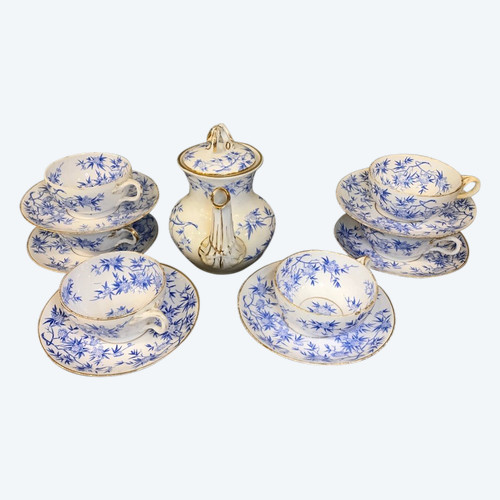 Ensemble de service à thé en porcelaine de Sarreguemines d'époque 19 ème 