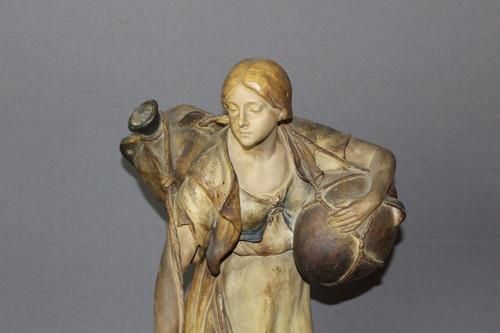 Sculpture En Terre Cuite Polychrome Par Sydan éditée Par Goldscheider