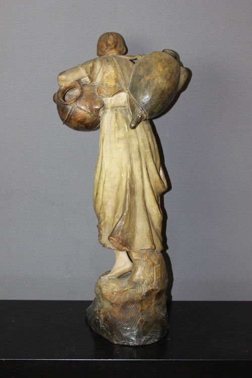Sculpture En Terre Cuite Polychrome Par Sydan éditée Par Goldscheider