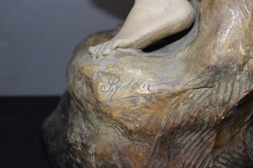 Sculpture En Terre Cuite Polychrome Par Sydan éditée Par Goldscheider