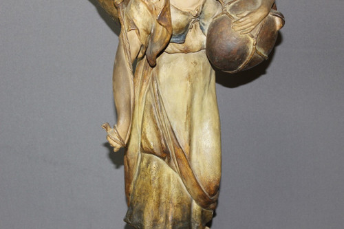 Sculpture En Terre Cuite Polychrome Par Sydan éditée Par Goldscheider