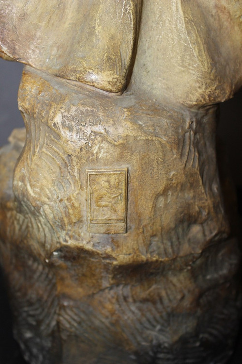 Sculpture En Terre Cuite Polychrome Par Sydan éditée Par Goldscheider