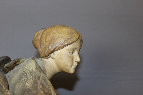 Sculpture En Terre Cuite Polychrome Par Sydan éditée Par Goldscheider