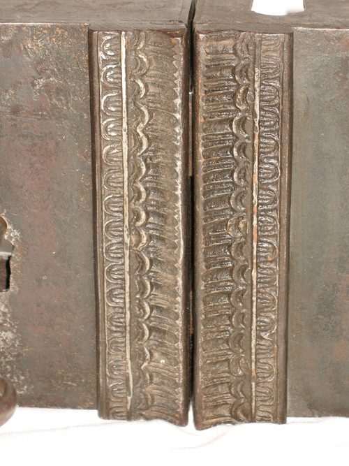 Wrought iron fortified house lock with key 18th century total length: 41 cm