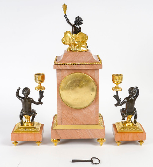 Une Garniture De Cheminée En Bronze Doré Et Marbre Fin XIXème Siècle 