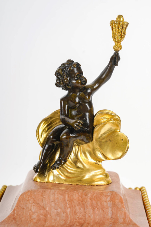Une Garniture De Cheminée En Bronze Doré Et Marbre Fin XIXème Siècle 