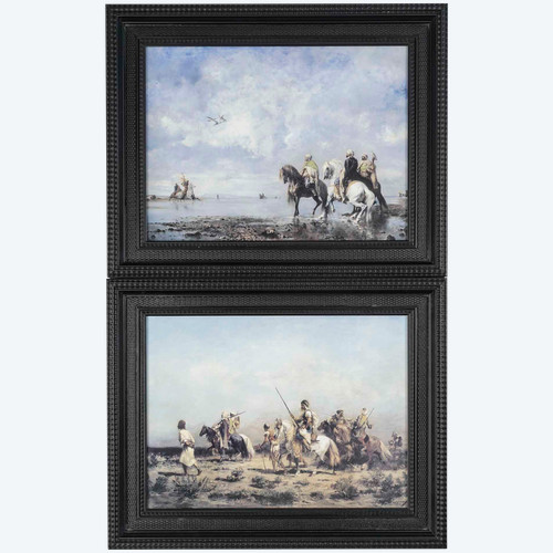 A Pair Of Porcelain Plates With Orientalist Painting XXth Century