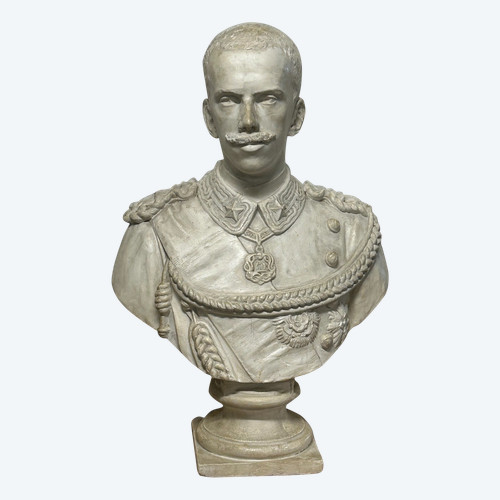 Humberto 1° Re d'Italia ( 1844-1900 ) Grande busto in gesso Inizio XIX secolo Humberto 1° Re d'Italia
