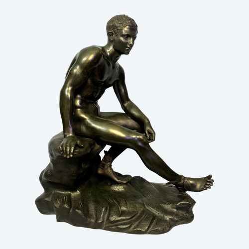 Bronze sculpture ''Hermès assis'' or ''Mercure au repos'' (Grand Tour)