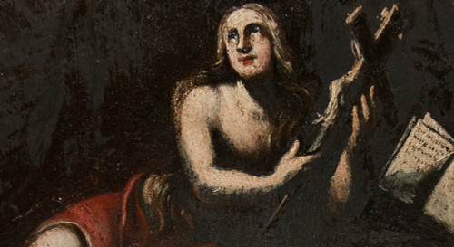 Olio su ardesia Maria Maddalena periodo XVIII secolo