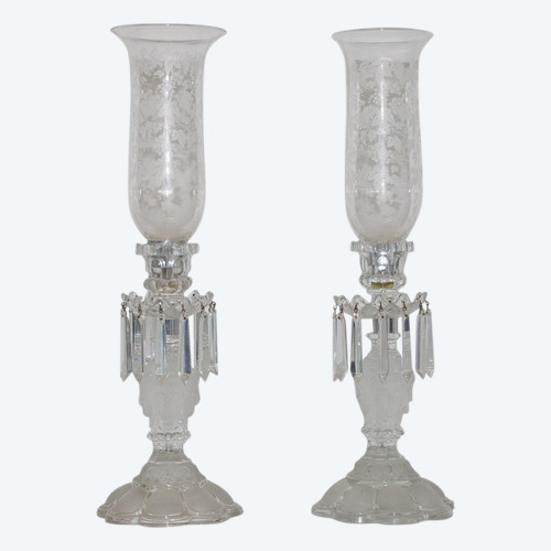 Pair Of Saint Louis Crystal Flambeaux "renaissance" Model