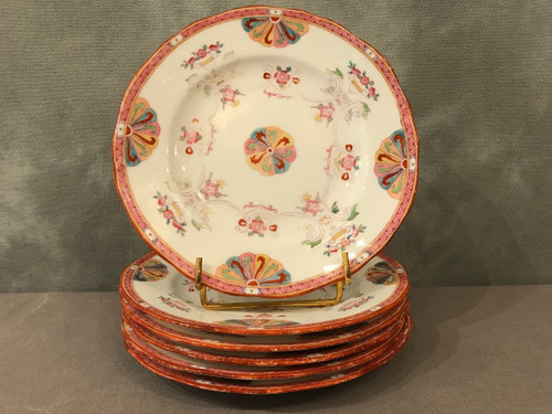 Set di 6 piatti in porcellana Minton del XIX secolo