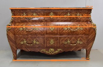  Importante Commode Tombeau en Bois de Rose, style Louis XIV - Milieu XXe 
