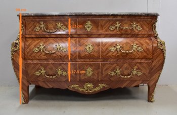  Importante Commode Tombeau en Bois de Rose, style Louis XIV - Milieu XXe 
