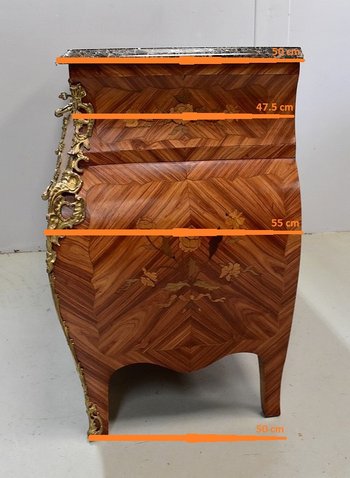  Importante Commode Tombeau en Bois de Rose, style Louis XIV - Milieu XXe 