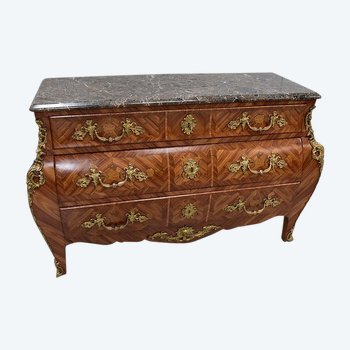  Importante Commode Tombeau en Bois de Rose, style Louis XIV - Milieu XXe 