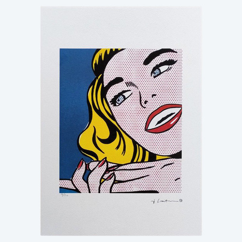 Litografia originale degli anni '80 di Roy Lichtenstein "Smile Girl" in edizione limitata