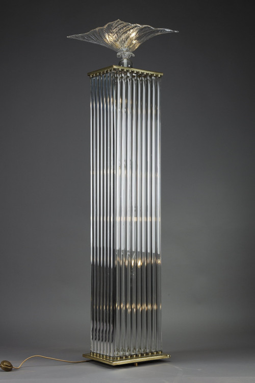 ART DECO-STYLE FLOOR LAMP MADE IN THE 70S FROM MURANO GLASS