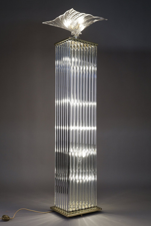ART DECO-STYLE FLOOR LAMP MADE IN THE 70S FROM MURANO GLASS