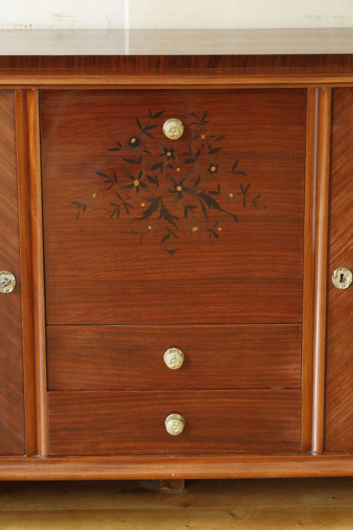 Credenza in palissandro e palissandro nello stile di Jules Leleu