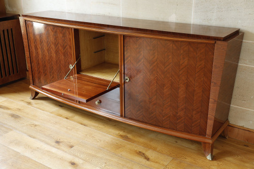 Credenza in palissandro e palissandro nello stile di Jules Leleu