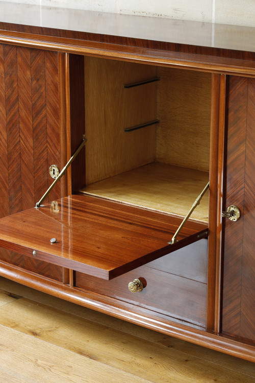 Credenza in palissandro e palissandro nello stile di Jules Leleu