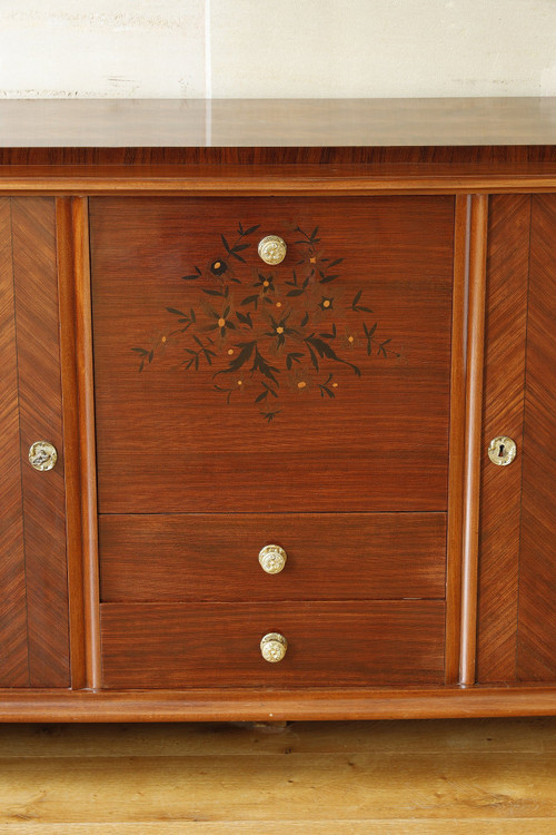 Credenza in palissandro e palissandro nello stile di Jules Leleu