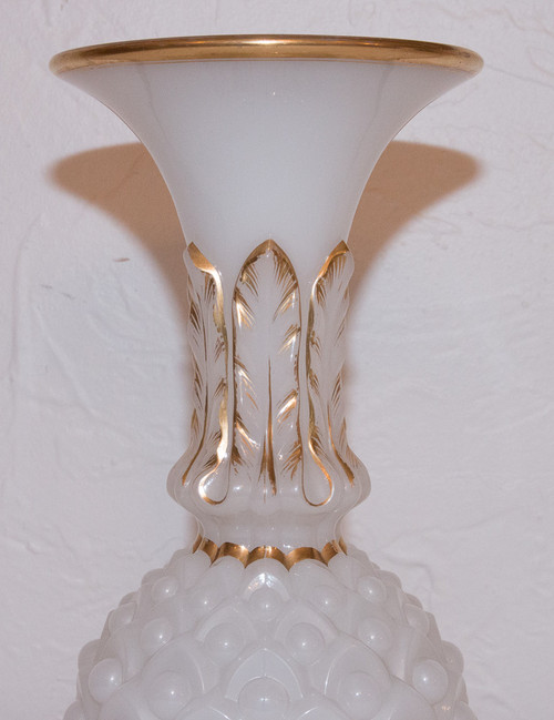 Paire Vases En Opaline Baccarat Circa 1850