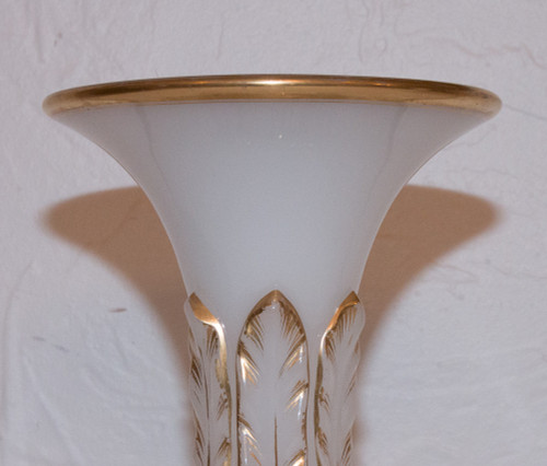 Paire Vases En Opaline Baccarat Circa 1850