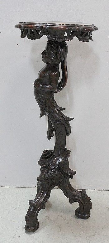  Sellette Putti en bois Sculpté - Fin XIXe 