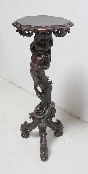  Sellette Putti en bois Sculpté - Fin XIXe 