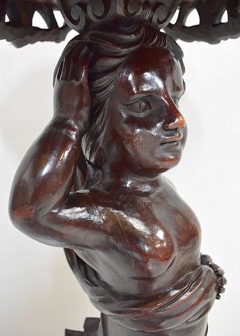  Sellette Putti en bois Sculpté - Fin XIXe 
