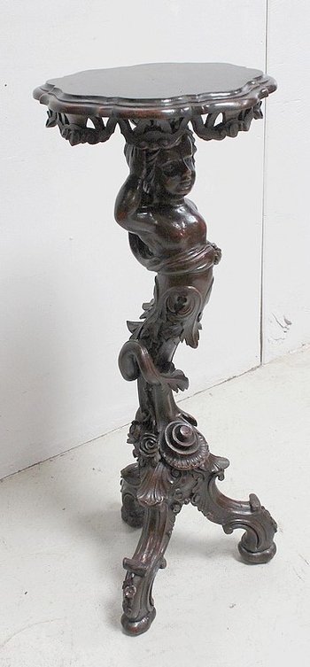  Sellette Putti en bois Sculpté - Fin XIXe 