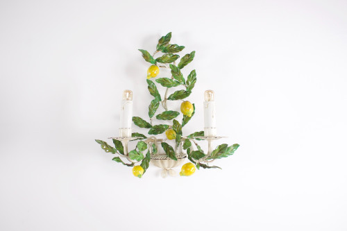 Pairs of lemon sconces in painted sheet metal
